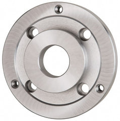 Bison - Adapter Back Plate for 6-1/4" Diam Self Centering Lathe Chucks - A2-5 Mount, 1.654" Through Hole Diam, 3.385mm ID, 6.3" OD, 0.76" Flange Height, Steel - Exact Tooling