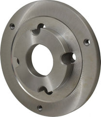 Bison - Adapter Back Plate for 8" Diam Self Centering Lathe Chucks - A2-5 Mount, 2.165" Through Hole Diam, 4.33mm ID, 7.87" OD, 0.768" Flange Height, Steel - Exact Tooling