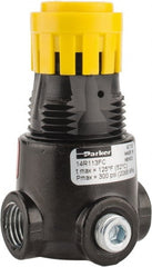 Parker - 1/4 NPT Port, 15 CFM, Zinc Miniature Regulator - 2 to 125 psi Range, 300 Max psi Supply Pressure, 1/8" Gauge Port Thread, 1.65" Wide x 2.88" High - Exact Tooling