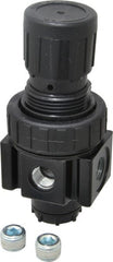 Parker - 1/4 NPT Port, 30 CFM, Zinc Economy Regulator - 2 to 125 psi Range, 300 Max psi Supply Pressure, 1/4" Gauge Port Thread, 2" Wide x 4.44" High - Exact Tooling