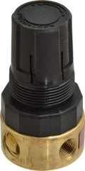 Parker - 1/4 NPT Port, Brass Miniature Regulator - 2 to 125 psi Range, 300 Max psi Supply Pressure, 1/8" Gauge Port Thread, 1-1/2" Wide x 2.87" High - Exact Tooling