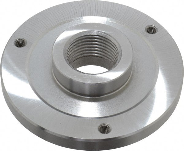 Bison - Adapter Back Plate for 5" Diam Self Centering Lathe Chucks - 1-1/2 - 8 Mount, 1.515" Through Hole Diam, 2.164mm ID, 5" OD, 0.51" Flange Height, Steel - Exact Tooling