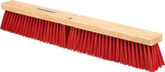 PRO-SOURCE - 24" Heavy Duty Synthetic Push Broom - 4" Bristle Length, Wood Block, Threaded Handle Connection - Exact Tooling