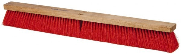 PRO-SOURCE - 30" Heavy Duty Synthetic Push Broom - 4" Bristle Length, Wood Block, Threaded Handle Connection - Exact Tooling