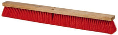 PRO-SOURCE - 30" Heavy Duty Synthetic Push Broom - 4" Bristle Length, Wood Block, Threaded Handle Connection - Exact Tooling