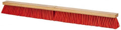 PRO-SOURCE - 36" Heavy Duty Synthetic Push Broom - 4" Bristle Length, Wood Block, Threaded Handle Connection - Exact Tooling
