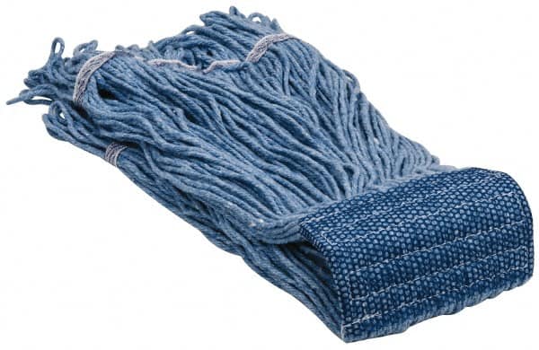PRO-SOURCE - 5" Blue Head Band, Large Blended Fiber Loop End Mop Head - 4 Ply, Clamp Jaw Connection, Use for General Purpose - Exact Tooling