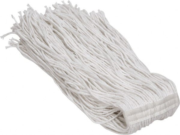 PRO-SOURCE - 1-1/4" White Head Band, Large Rayon Cut End Mop Head - 4 Ply, Clamp Jaw Connection, Use for General Purpose - Exact Tooling