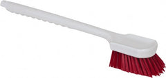 PRO-SOURCE - 1-1/2" Bristle Length, Polypropylene Utility Scrub Brush - 20" OAL, Red, Plastic Block - Exact Tooling