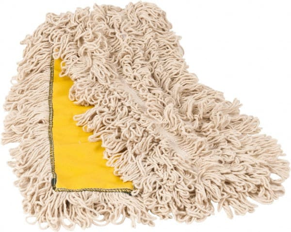 PRO-SOURCE - 48" Long x 3-1/2" Wide Yarn Blend Dust Mop Head - Snap-On, Yellow, Looped Head, Launderable - Exact Tooling