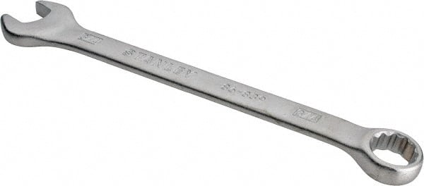 Stanley - 3/4" 12 Point Combination Wrench - 15° Head Angle, 9" OAL, Steel, Satin Finish - Exact Tooling