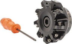 Kennametal - 3" Cut Diam, 1" Arbor Hole, 4.51mm Max Depth of Cut, 45° Indexable Chamfer & Angle Face Mill - 9 Inserts, HNGJ 535-GD Insert, Right Hand Cut, 9 Flutes, Through Coolant, Series KSHR - Exact Tooling