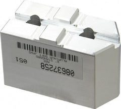 Masterman & Kovil - 6" Chuck Capacity, Tongue & Groove Attachment, Square Soft Lathe Chuck Jaw - 1 Jaw, Aluminum, 1-1/2" Btw Mount Hole Ctrs, 3mm Long x 1-1/2" Wide x 2" High, 5/16" Groove - Exact Tooling