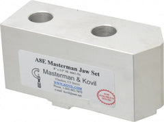 Masterman & Kovil - 8" Chuck Capacity, Tongue & Groove Attachment, Square Soft Lathe Chuck Jaw - 1 Jaw, Aluminum, 1-3/4" Btw Mount Hole Ctrs, 4mm Long x 1-1/2" Wide x 2" High, 5/16" Groove - Exact Tooling