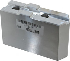 Masterman & Kovil - 10" Chuck Capacity, Tongue & Groove Attachment, Square Soft Lathe Chuck Jaw - 1 Jaw, Aluminum, 2-1/8" Btw Mount Hole Ctrs, 4.6mm Long x 1-1/2" Wide x 3" High, 1/2" Groove - Exact Tooling