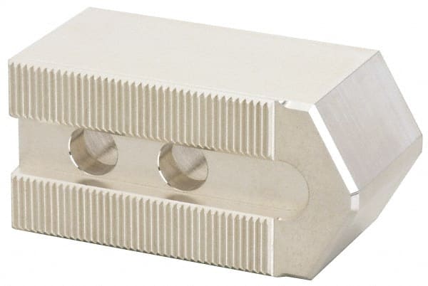 Masterman & Kovil - 12" Chuck Capacity, 1.5mm x 60° Serrated Attachment, Square Soft Lathe Chuck Jaw - 3 Jaws, Aluminum, 1.181" Btw Mount Hole Ctrs, 5.1mm Long x 2" Wide x 2" High, 0.709" Groove, 14mm Fastener - Exact Tooling