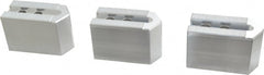 Masterman & Kovil - 6" Chuck Capacity, 1.5mm x 60° Serrated Attachment, Square Soft Lathe Chuck Jaw - 3 Jaws, Aluminum, 0.787" Btw Mount Hole Ctrs, 3mm Long x 1-1/2" Wide x 2" High, 0.473" Groove, 10mm Fastener - Exact Tooling