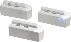 Masterman & Kovil - 8" Chuck Capacity, 1.5mm x 60° Serrated Attachment, Square Soft Lathe Chuck Jaw - 3 Jaws, Aluminum, 0.984" Btw Mount Hole Ctrs, 4mm Long x 1-1/2" Wide x 1-1/2" High, 0.551" Groove, 12mm Fastener - Exact Tooling