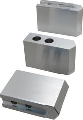 Masterman & Kovil - 10" Chuck Capacity, 1.5mm x 60° Serrated Attachment, Square Soft Lathe Chuck Jaw - 3 Jaws, Aluminum, 1.181" Btw Mount Hole Ctrs, 4.6mm Long x 1-1/2" Wide x 3" High, 0.63" Groove, 12mm Fastener - Exact Tooling