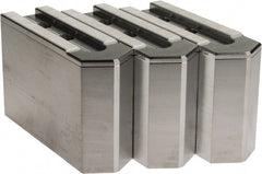 Masterman & Kovil - 10" Chuck Capacity, 1.5mm x 60° Serrated Attachment, Square Soft Lathe Chuck Jaw - 3 Jaws, Aluminum, 1.181" Btw Mount Hole Ctrs, 4.6mm Long x 1-1/2" Wide x 3" High, 0.63" Groove, 12mm Fastener - Exact Tooling