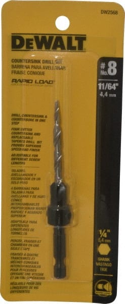 DeWALT - #8 Cutter Diam, 11/64" Drill Compatibility, Adjustable Depth Drill Countersink - Exact Tooling