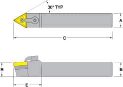 Dorian Tool - MTEN, Neutral Cut, 0° Lead Angle, 1-1/4" Shank Height x 1-1/4" Shank Width, Negative Rake Indexable Turning Toolholder - 6" OAL, TN..54. Insert Compatibility, Series Multi-Option - Exact Tooling