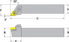 Dorian Tool - MDJN, Left Hand Cut, 3° Lead Angle, 1" Shank Height x 1" Shank Width, Negative Rake Indexable Turning Toolholder - 6" OAL, DN..54. Insert Compatibility, Series Multi-Option - Exact Tooling