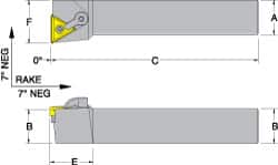 Dorian Tool - MTFN, Left Hand Cut, 1" Shank Height x 1" Shank Width, Negative Rake Indexable Turning Toolholder - 6" OAL, TN..43. Insert Compatibility, Series Multi-Option - Exact Tooling