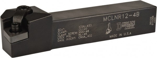 Dorian Tool - MCLN, Right Hand Cut, 5° Lead Angle, 3/4" Shank Height x 3/4" Shank Width, Negative Rake Indexable Turning Toolholder - 4-1/2" OAL, CN..43. Insert Compatibility, Series Multi-Option - Exact Tooling