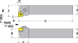 Dorian Tool - MCLN, Left Hand Cut, 5° Lead Angle, 1-1/4" Shank Height x 1-1/4" Shank Width, Negative Rake Indexable Turning Toolholder - 6" OAL, CN..64. Insert Compatibility, Series Multi-Option - Exact Tooling