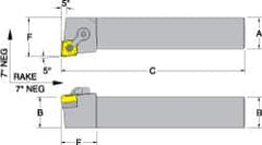 Dorian Tool - MCLN, Right Hand Cut, 5° Lead Angle, 1" Shank Height x 1" Shank Width, Negative Rake Indexable Turning Toolholder - 6" OAL, CN..64. Insert Compatibility, Series Multi-Option - Exact Tooling