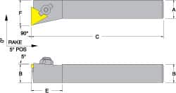 Dorian Tool - CTFP, Left Hand Cut, 5/8" Shank Height x 5/8" Shank Width, Positive Rake Indexable Turning Toolholder - 4-1/2" OAL, TP..32. Insert Compatibility, Series Clamp Type - Exact Tooling