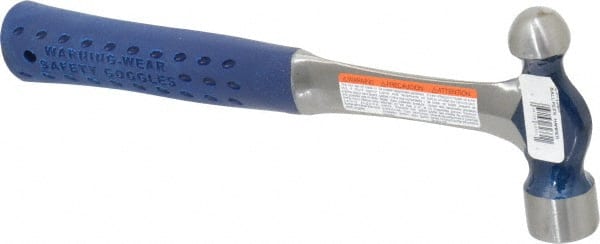 Estwing - 3/4 Lb Head Ball Pein Hammer - Steel Handle, 1-3/8" Face Diam, 11-1/8" OAL, Steel with Cushion Grip - Exact Tooling