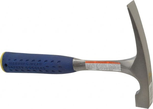 Estwing - 1-1/4 Lb Head Bricklayer's Hammer - 11" OAL, Steel Handle with Grip, 53/64" Face Diam - Exact Tooling