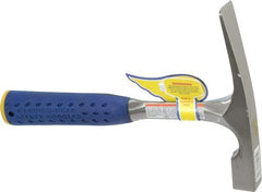 Estwing - 1-1/2 Lb Head Bricklayer's Hammer - 11" OAL, Steel Handle with Grip, 53/64" Face Diam - Exact Tooling