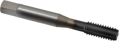 OSG - 5/16-18 UNC 3B 4 Flute TiCN Finish Powdered Metal Straight Flute Machine Tap - Bottoming, Right Hand Thread, 2-23/32" OAL, 1-1/8" Thread Length, H3 Limit, Oversize - Exact Tooling