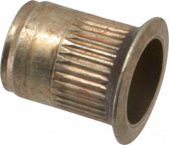 Made in USA - M10x1.50, 13.46mm Insert Diam, 17.53mm OAL, Sealed Head Open End Threaded Insert - 13.5mm Hole Diam, 17.4mm Head Diam, 1008/1010 Steel, Clear Protective Coating & Zinc Yellow Dichromate Finish - Exact Tooling