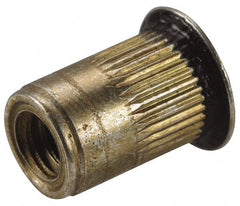 Made in USA - M4x0.70, 6.73mm Insert Diam, 11.94mm OAL, Sealed Head Open End Threaded Insert - 6.75mm Hole Diam, 9.91mm Head Diam, 1008/1010 Steel, Clear Protective Coating & Zinc Yellow Dichromate Finish - Exact Tooling