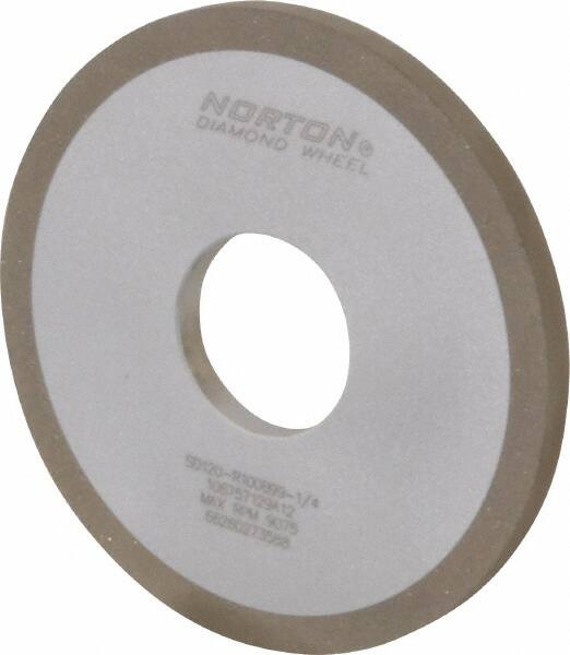 Norton - 4" Diam x 1-1/4" Hole x 1/4" Thick, 120 Grit Surface Grinding Wheel - Diamond, Type 1A1, Fine Grade, Resinoid Bond - Exact Tooling