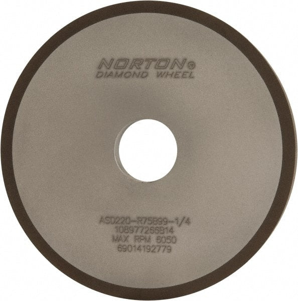 Norton - 6" Diam x 1-1/4" Hole x 1/2" Thick, 220 Grit Surface Grinding Wheel - Diamond, Type 1A1, Very Fine Grade, Resinoid Bond - Exact Tooling