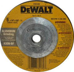 DeWALT - 30 Grit, 5" Wheel Diam, 1/4" Wheel Thickness, Type 27 Depressed Center Wheel - Aluminum Oxide, N Hardness, 12,200 Max RPM, Compatible with Angle Grinder - Exact Tooling