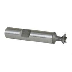 Keo - 3/8" Diam x 1/8" Width of Cut, 45° Included Angle, High Speed Steel Dovetail Cutter - 3/8" Shank Diam, 2" Shank Length, 2-1/8" Overall Length, Weldon Flat, Uncoated - Exact Tooling