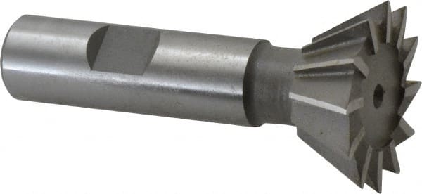 Keo - 1-3/8" Diam x 9/16" Width of Cut, 60° Included Angle, High Speed Steel Dovetail Cutter - 5/8" Shank Diam, 2-7/8" Overall Length, Weldon Flat, Uncoated - Exact Tooling