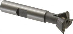 Keo - 3/4" Diam x 1/4" Width of Cut, 60° Included Angle, Carbide-Tipped Dovetail Cutter - 3/8" Shank Diam, 2-1/4" Overall Length, 0.02" Corner Radius, Weldon Flat, Uncoated - Exact Tooling