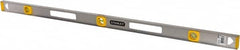 Stanley - 48" Long 3 Vial I-Beam Level - Aluminum, Silver, 1 45°, 1 Level & 1 Plumb Vials - Exact Tooling