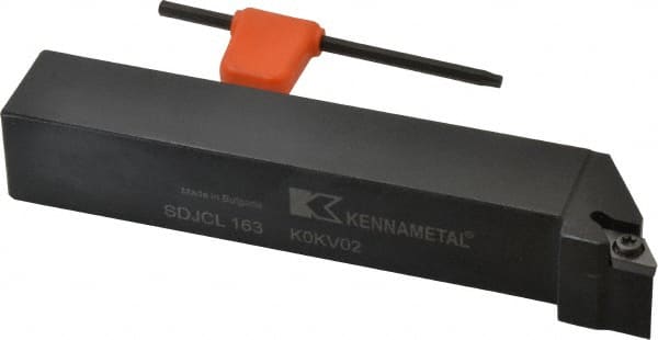 Kennametal - SDJC, Left Hand Cut, 3° Lead Angle, 1" Shank Height x 1" Shank Width, Neutral Rake Indexable Turning Toolholder - 6" OAL, DC..32.5. Insert Compatibility, Series Screw-On - Exact Tooling
