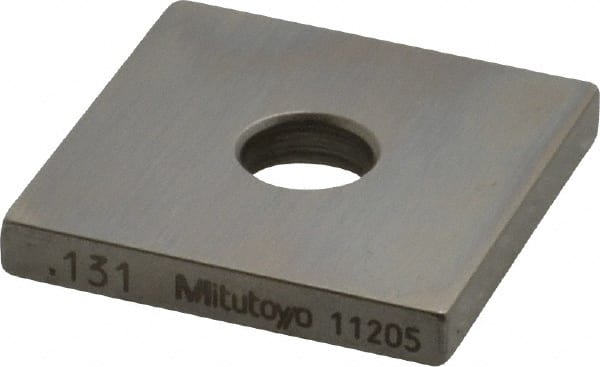 Mitutoyo - 0.131" Square Steel Gage Block - Accuracy Grade 0, Includes Certificate of Inspection - Exact Tooling