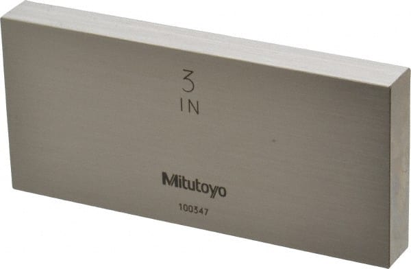 Mitutoyo - 3" Rectangular Steel Gage Block - Accuracy Grade 0, Includes Certificate of Inspection - Exact Tooling