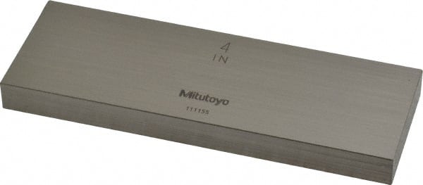 Mitutoyo - 4" Rectangular Steel Gage Block - Accuracy Grade 0, Includes Certificate of Inspection - Exact Tooling