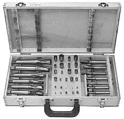 Value Collection - 39 Piece, 3 Flutes, Morse Taper Shank, Interchangeable Pilot Counterbore Set - Exact Tooling